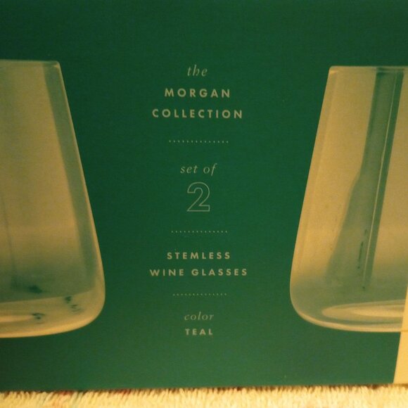 NIB Replacement Anthropologie The Morgan Collection Stemless Teal Wine Glass - Picture 5 of 5